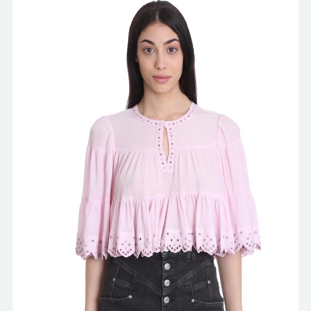Isabel Marant Lashay Navy Eyelet Hem Blouse - Picture 4 of 4